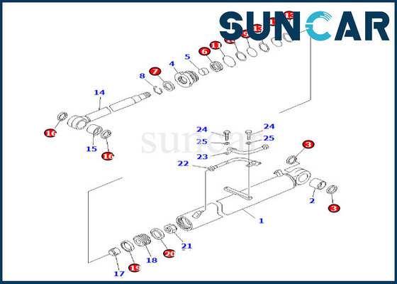 Selo Kit Komatsu Fits PC60-7 PC60-7S do cilindro do crescimento 707-98-36590 do jogo 7079836590 do serviço do cilindro do crescimento