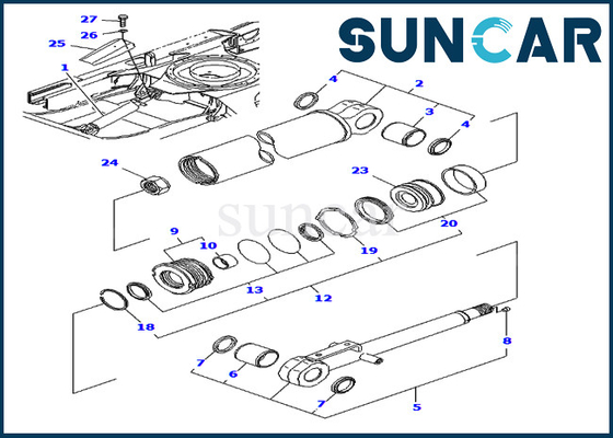 Jogos do serviço do jogo YM172151-72940 KOMATSU do selo do reparo do cilindro de lâmina para a máquina escavadora dos modelos de PC40FR-1 PC50FR-1