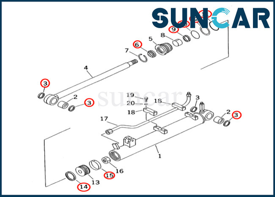 Jogo 707-98-15680 7079815680 do selo do cilindro de KOMATSU Terescopic para o jogo de reparação do selo do cilindro de PC60-7 PC60-7E Terescopic