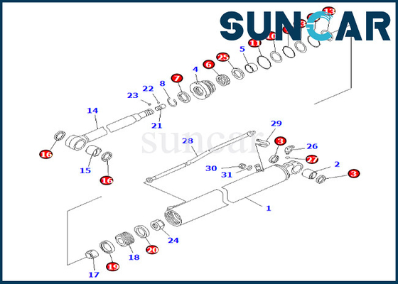707-99-35290 7079935290 jogo de alta qualidade do serviço do cilindro do braço de Kit For PC60-7 KOMATSU do selo do cilindro do braço