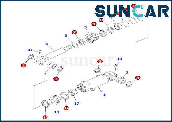 KOMATSU 707-99-43240 7079943240 jogo da substituição do cilindro de lâmina de Kit Fits PC60-7 do selo do cilindro de lâmina
