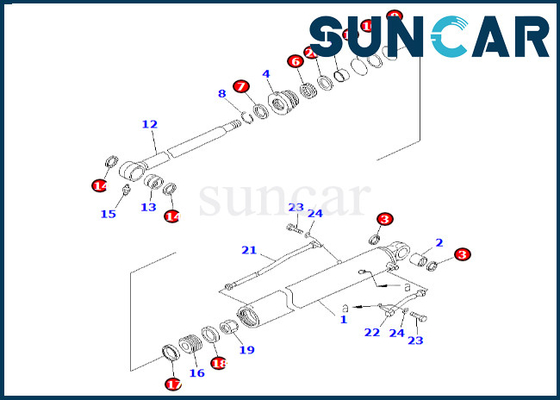 Jogo 707-99-26690 da selagem do cilindro da cubeta selo Kit Fits PC60-7 do cilindro de 7079926690 cubetas