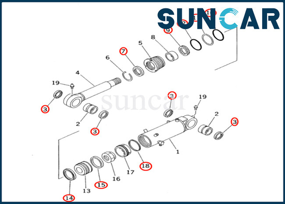 Jogo 7079843560 707-98-43560 do selo do cilindro de lâmina para o jogo de reparação do cilindro de lâmina de PC60-7E PC60-7 KOMATSU