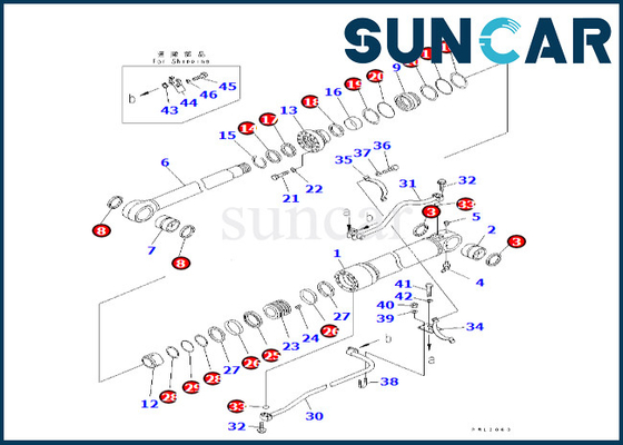 KOMATSU 707-99-68580 7079968580 jogo de reparação do cilindro do crescimento de Kit Fits PC600LC-7 PC600LC-6A do selo do cilindro do crescimento