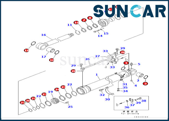 707-99-69700 selo Kit For PC600LC-6A PC600-8 PC600-7 KOMATSU do cilindro de 7079969700 crescimentos