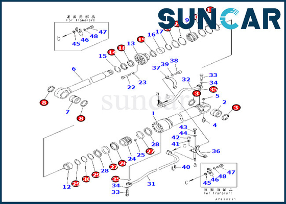 Selo Kit Fits PC600-8 PC600-8R do cilindro do crescimento do jogo 7079976130 707-99-76130 KOMATSU da selagem do cilindro do crescimento