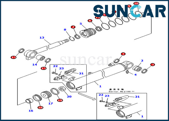707-98-25560 modelos KOMATSU PC40MRX-1 PC40R-8 PC45MR-1 de Kit Hydraulic Cylinder Fits For do serviço do crescimento