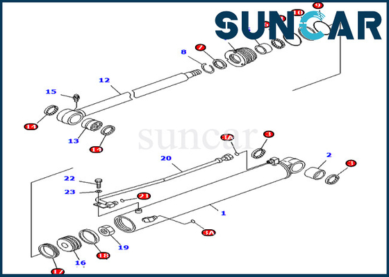 Jogo interno do selo de Boom Swing Cylinder da máquina escavadora de KOMATSU 707-98-25710 PC40MR-1 PC40MRX-1 das peças