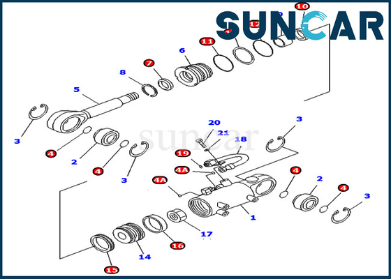707-98-24730 jogos de reparação de Kit Wear Resistance Komatsu Excavator PC40MR-1 PC45MR-1 do selo do cilindro da inclinação