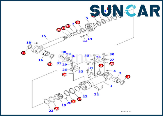 Jogo 707-99-56220 do selo do cilindro da descarga da parte inferior de KOMATSU 7079956220 ajustes PC600LC-6A PC600-8
