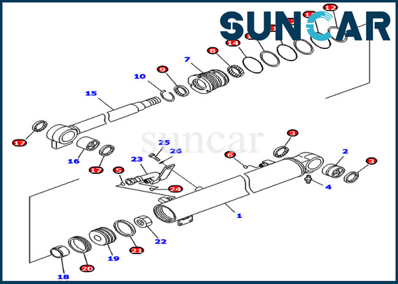 Os jogos de reparação do selo do cilindro do jogo 707-98-29500 da selagem do crescimento cabem especs. ultramarinas. PC40MR-2 PC50MR-2 KOMATSU