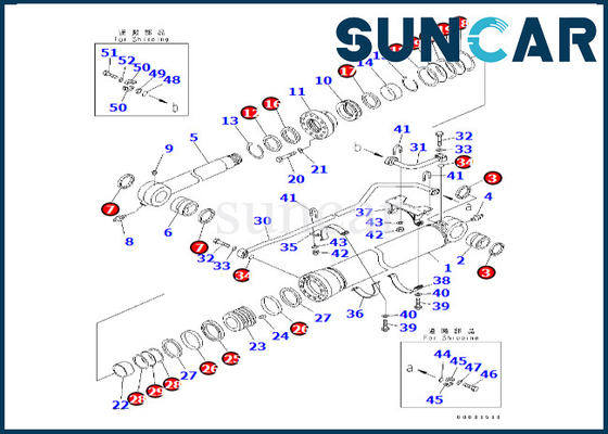 Jogo 707-99-69790 7079969790 do selo do cilindro da cubeta para o jogo da selagem do cilindro da cubeta de PC600-8 PC600-8R KOMATSU
