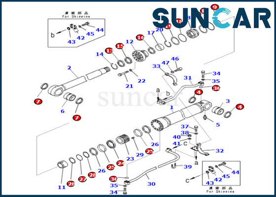 707-99-68480 selo Kit Komatsu Fits PC700LC-8E0 PC650LC-8E0 do cilindro de 7079968480 crescimentos