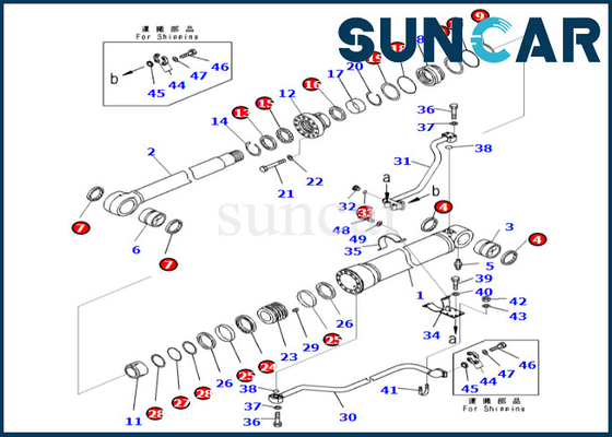 Jogo 7079968481 707-99-68481 do selo do cilindro do crescimento para o jogo de reparação do cilindro do crescimento de PC700LC-8E0 PC650LC-8E0 KOMATSU