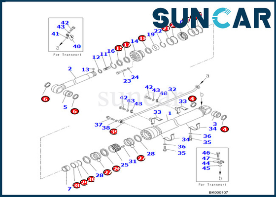 Jogo 707-99-76380 do selo do cilindro do braço de KOMATSU reparo Kit For PC700LC-8E0 PC650LC-8E0 do selo do cilindro de 7079976380 braços