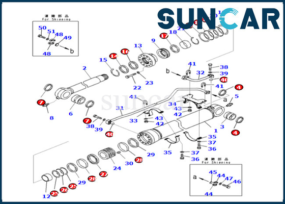 Selo Kit Fits PC700LC-8E0 PC800-8E0 do cilindro da cubeta do jogo de reparação 707-99-69550 7079969550 KOMATSU do cilindro da cubeta