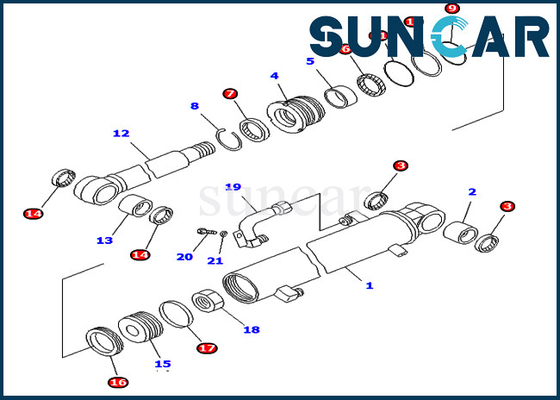 707-98-25820 7079825820 peças internas de Kit For PC45-1 PC50UD-2 PC50UU-2 KOMATSU do serviço do cilindro do braço
