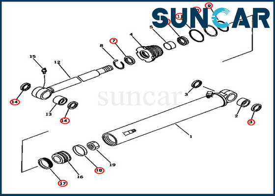 O serviço de PC45-1 KOMATSU parte 707-98-25620 selo Kit Repair Kits do cilindro do balanço de 7079825620 crescimentos