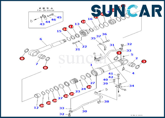 Jogo da selagem do cilindro do crescimento de Kit Fits PC600LC-6A do selo do cilindro do crescimento 707-99-68680 de KOMATSU 7079968680