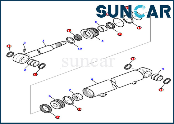 Máquina escavadora Sealing Kit de PC45R-8 PC45-1 878000416 jogos hidráulicos do selo do óleo do cilindro da substituição do braço