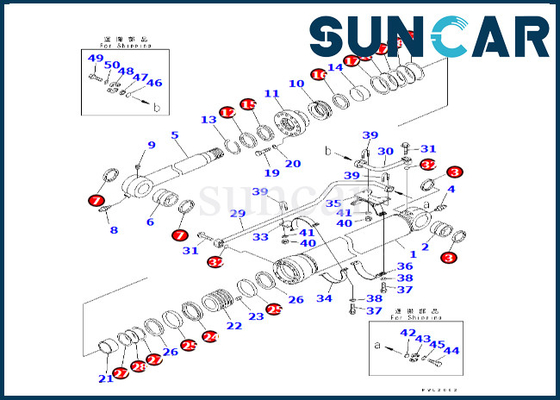 707-99-68690 7079968690 jogo de reparação do cilindro da cubeta de Kit Fits PC600LC-6A KOMATSU do selo do cilindro da cubeta