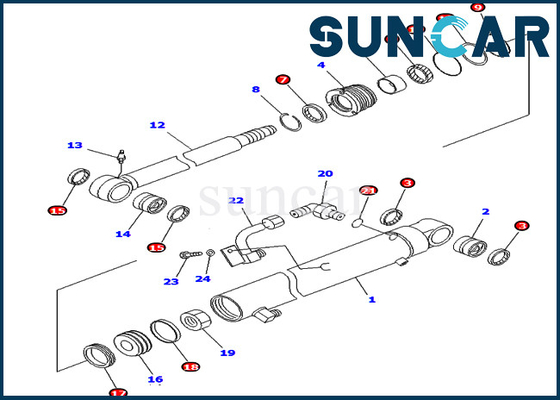 Jogo 707-98-25830 do serviço do cilindro do braço 7079825830 jogos de selagem de Komatsu PC45MR-1 PC45MRX-1 PC45R-8 da máquina escavadora