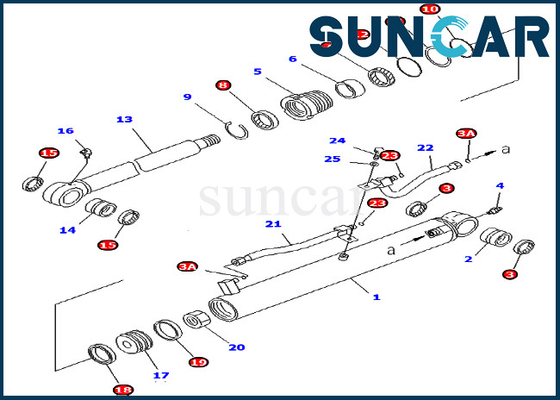 707-98-25360 7079825360 peças internas de Kit Fits For Excavator PC45MR-1 KOMATSU do selo do reparo do cilindro da cubeta