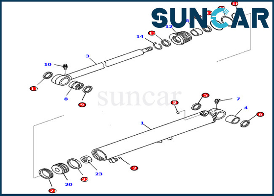 Cresce o jogo 707-98-25780 do serviço do cilindro do balanço 7079825780 máquina escavadora Seal Kits de KOMATSU PC45MR-3