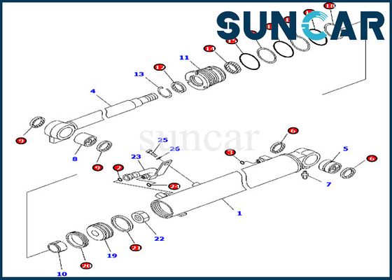 707-98-25750 selo Kit Fits Inner Parts Komatsu PC45MR-3 PC55MR-3 do cilindro de 7079825750 crescimentos
