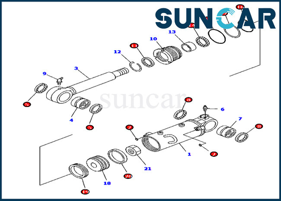 707-98-32570 equipamento PC45MR-3 PC55MR-3 dos modelos de Kit Service Kits For Komatsu do selo do cilindro de lâmina