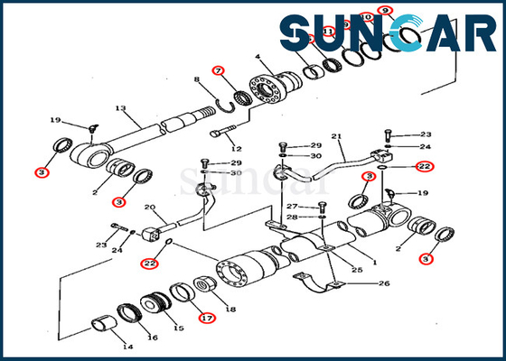 201-63-02040 2016302040 máquina escavadora Service Kits Parts de Kit For PC60U-5 KOMATSU do selo do cilindro do crescimento