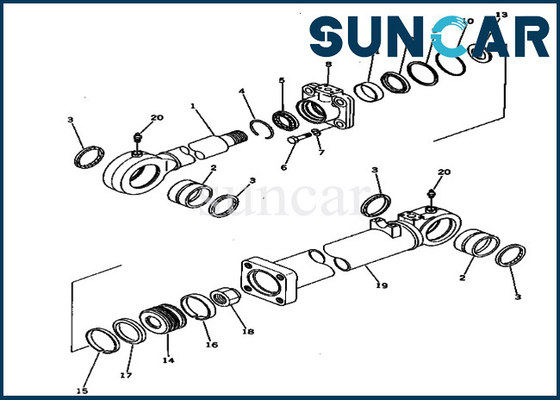209-63-96101 2096396101 jogos de reparação inferiores de Kit Fits For Model PC650-1 KOMATSU do serviço do cilindro da descarga