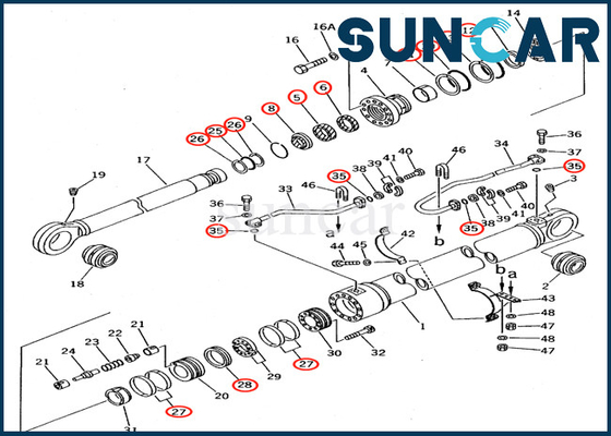 Serviço Kit Parts de PC650-5 PC710-5 KOMATSU 707-99-77220 jogo da selagem do óleo do cilindro de 7079977220 crescimentos