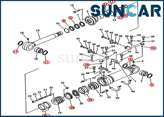 707-99-56300 jogo inferior do selo do cilindro de Service Kit Models PC650LC-3 PC650LC-5 KOMATSU da máquina escavadora da descarga