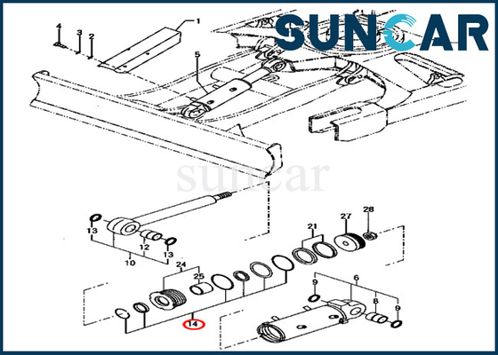 Jogos de selagem de Kit Excavator PC70FR-1 KOMATSU do reparo do cilindro de lâmina de YM172187-72040 YM17218772040