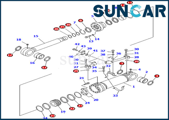 707-99-56200 7079956200 jogo de reparação inferior de Kit Fits Model PC750-6 KOMATSU do serviço do cilindro da descarga